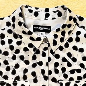 KARL LAGERFELD PARIS Graphic Print Long Sleeve Blouse